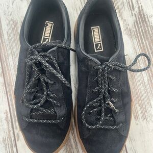 Puma Basket Classic Winterized Sneakers – Black Suede with Gum Sole – Men’s 5.5